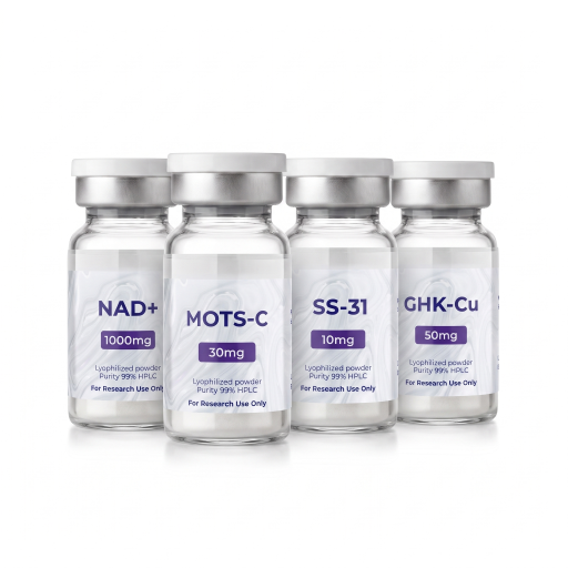 Advanced Cellular Aging & Senescence Research Kit — NAD⁺ 1,000mg + MOTS-C 30mg + SS-31 10mg + GHK-Cu 50mg Peptides