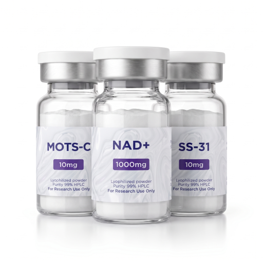 Cellular Aging & Senescence Research Kit — NAD⁺ 1,000mg + MOTS-C 10mg + SS-31 10mg Peptides
