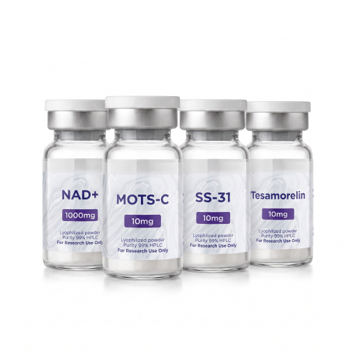 Cellular Aging & Senescence Research Kit — MOTS-C 10mg + SS-31 10mg + NAD⁺ 1,000mg + Tesamorelin 10mg Peptides
