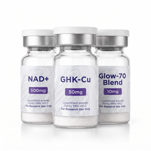 GHK-Cu 50mg + NAD+ 500mg + Glow-70 Blend 10mg Research Kit — Dermal Matrix Research Peptides