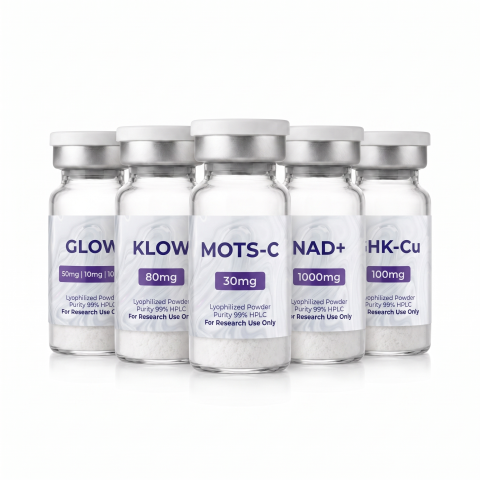 Dermal & Cellular Aging Research Kit — Glow-70 + KLOW-80 + MOTS-C 30mg + NAD⁺ 1,000mg + GHK-Cu 100mg Peptides - Thumbnail