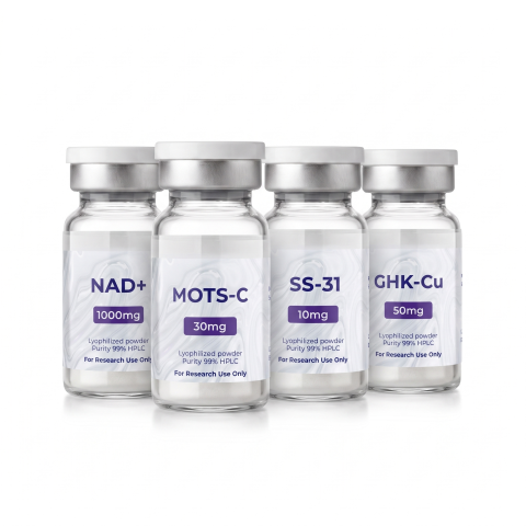 Advanced Cellular Aging & Senescence Research Kit — NAD⁺ 1,000mg + MOTS-C 30mg + SS-31 10mg + GHK-Cu 50mg Peptides - Thumbnail