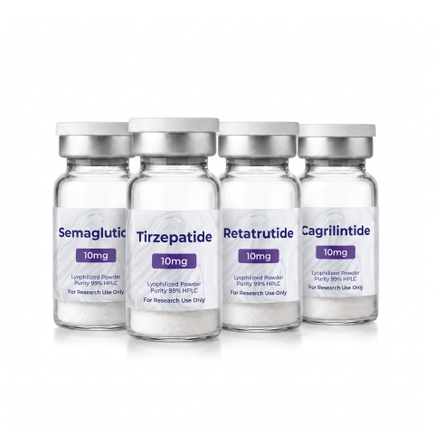 GLP-1 SM 10mg + GLP-2 TRZ 10mg + GLP-3 10mg + Cagrilintide 10mg Research Kit — Complete Metabolic Peptides - Thumbnail