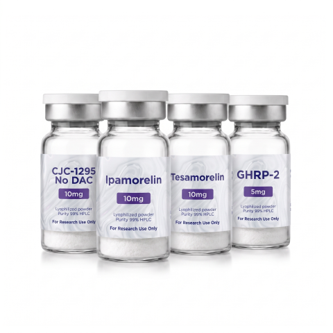 CJC-1295 w/o DAC 10mg + Ipamorelin 10mg + Tesamorelin 10mg + GHRP-2 5mg Research Kit — Advanced GH Peptides - Thumbnail