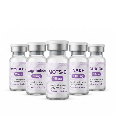 Multi-Pathway Research Stack — GLP-3 20mg + Cagrilintide + MOTS-C 10mg + NAD⁺ 1,000mg + GHK-Cu 50mg Peptides - Thumbnail