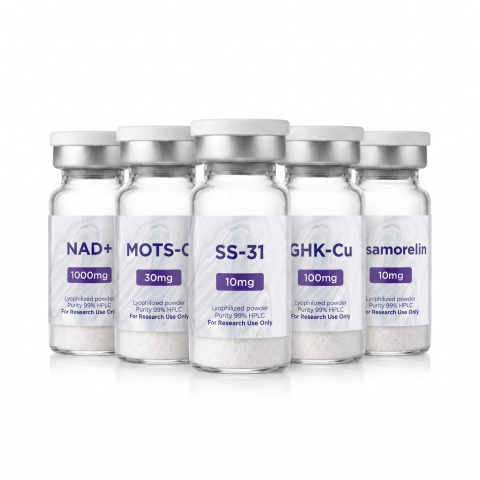 Advanced Research Collection — NAD⁺ 1,000mg + MOTS-C 30mg + SS-31 10mg + GHK-Cu 100mg + Tesamorelin 10mg Peptides - Thumbnail