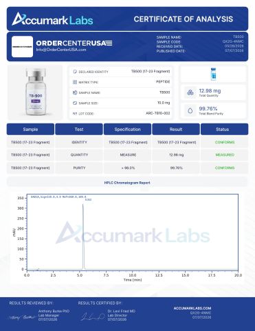 TB-500 10mg Peptides - Lab Report
