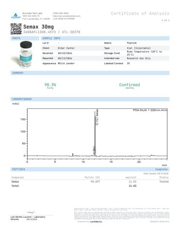 Semax 30mg Peptides - Lab Report
